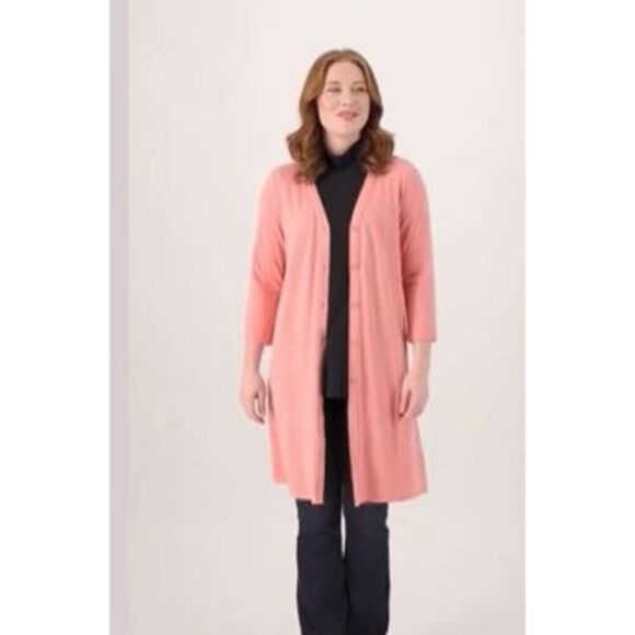 AnyBody Womens XXS Cozy Knit Button Front Long Cardigan Sweater Rose NWOT) - Picture 1 of 4